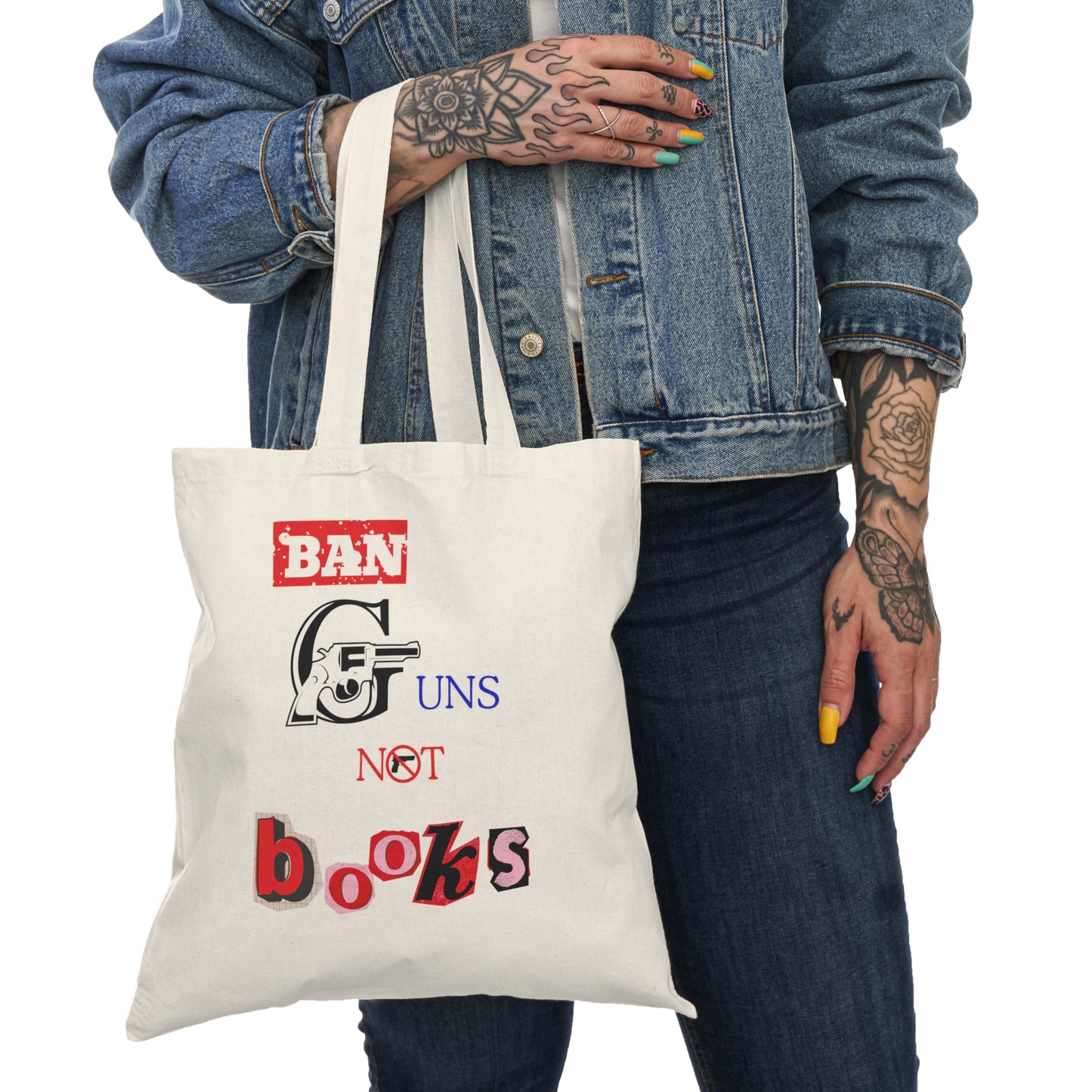 Ban Guns not Books Natural Tote Bag