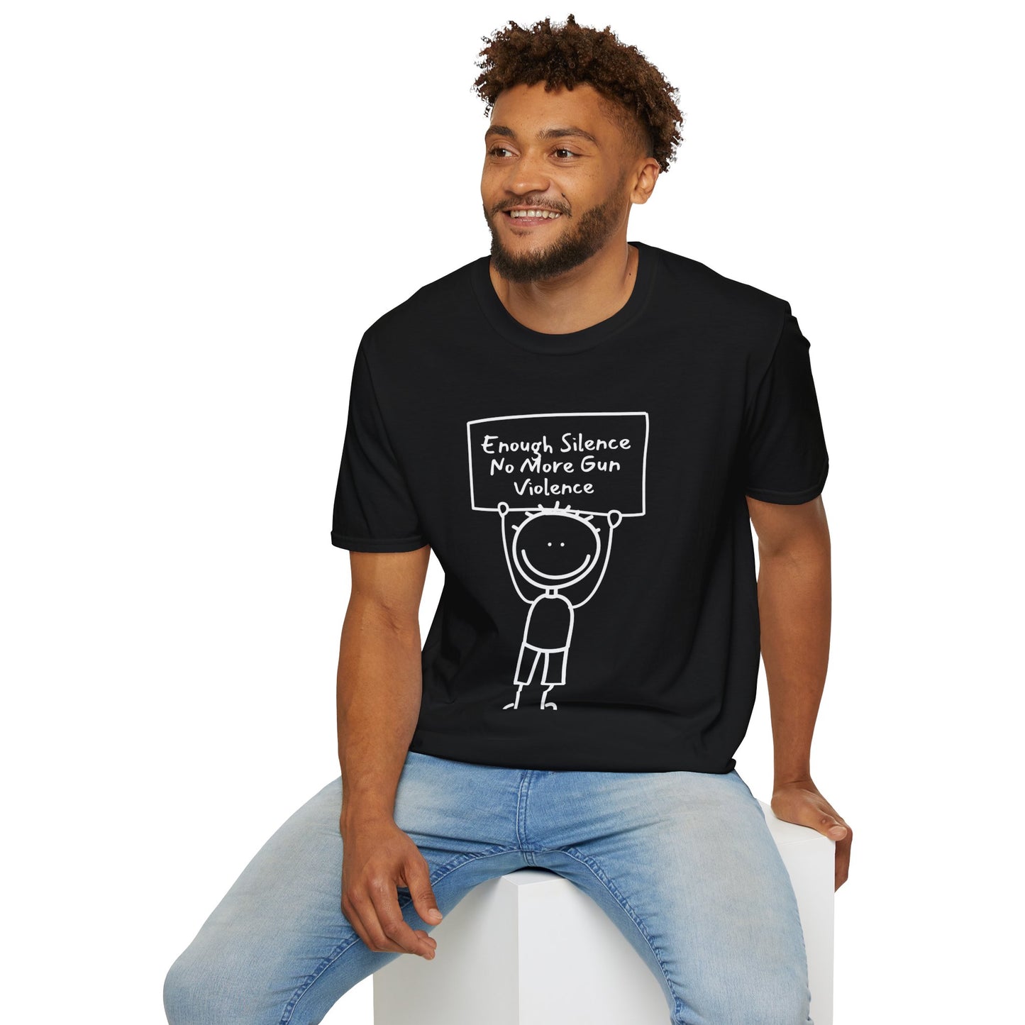 Protect Kids Not Guns Stick figure white Unisex Softstyle T-Shirt