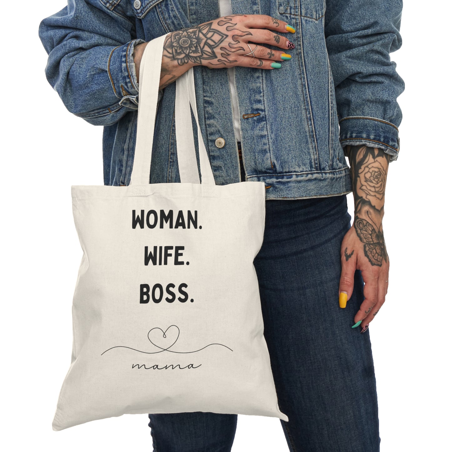 Woman Wife Boss Mama Natural Tote Bag