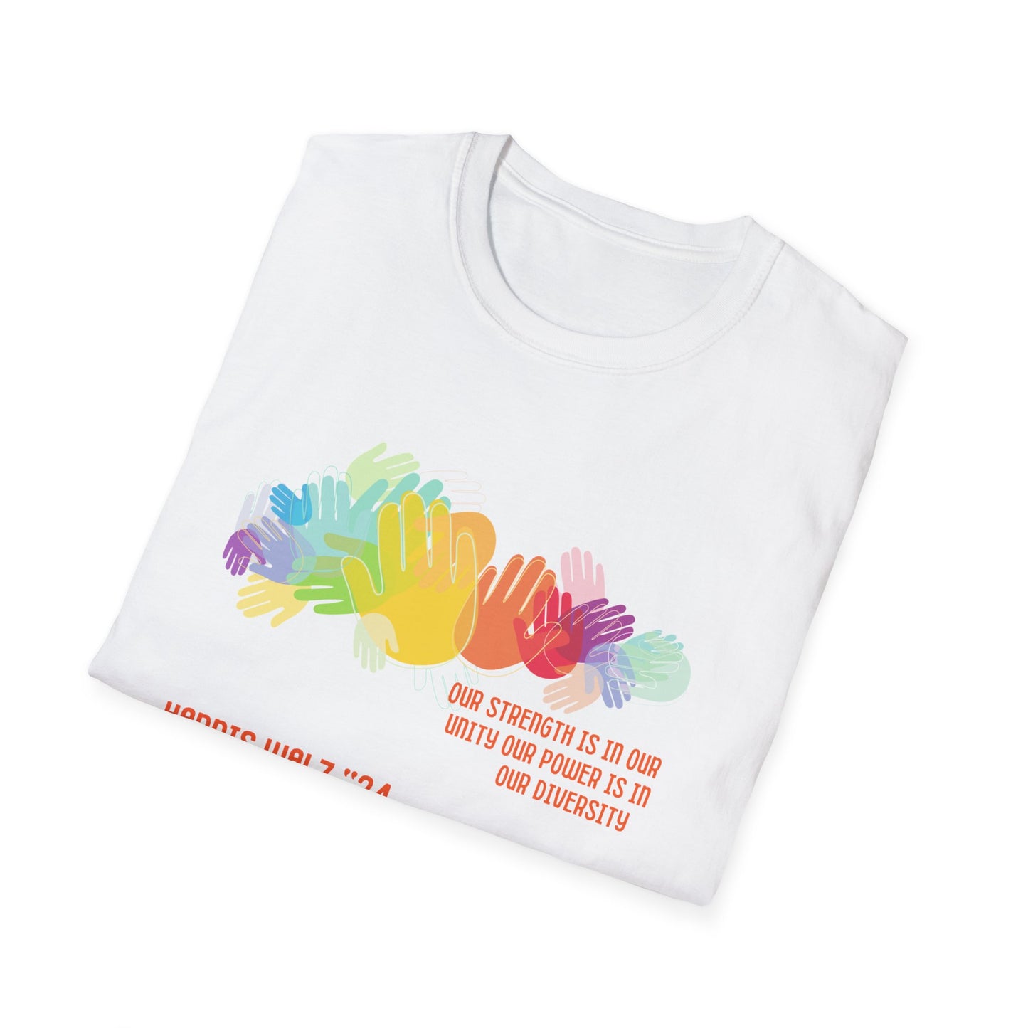 Our Strength is in our unity and Power hand prints Unisex Softstyle T-Shirt