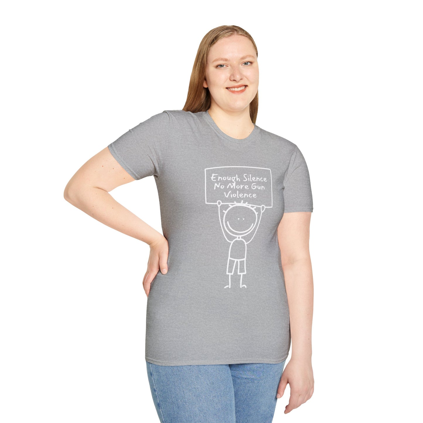 Protect Kids Not Guns Stick figure white Unisex Softstyle T-Shirt