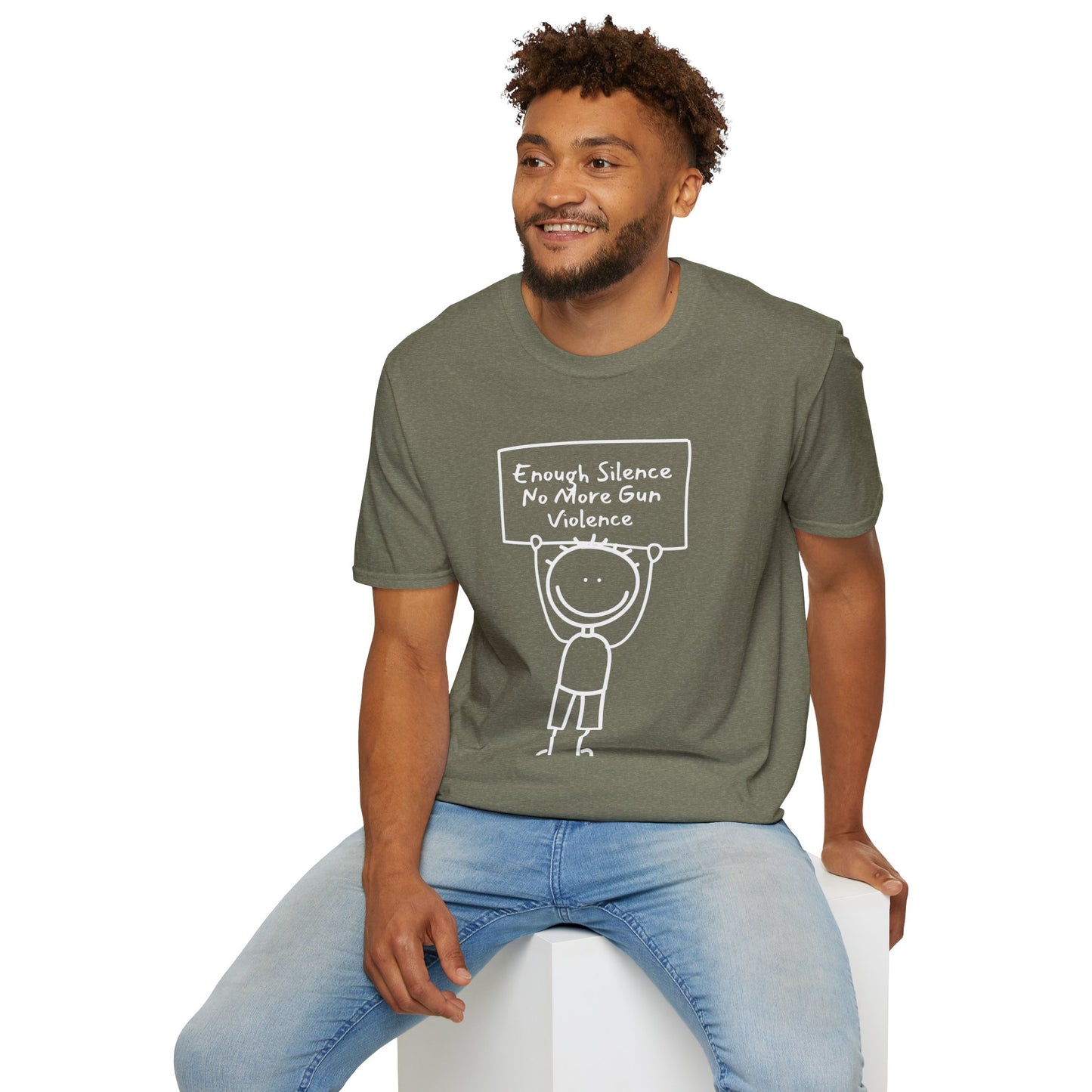 Protect Kids Not Guns Stick figure white Unisex Softstyle T-Shirt