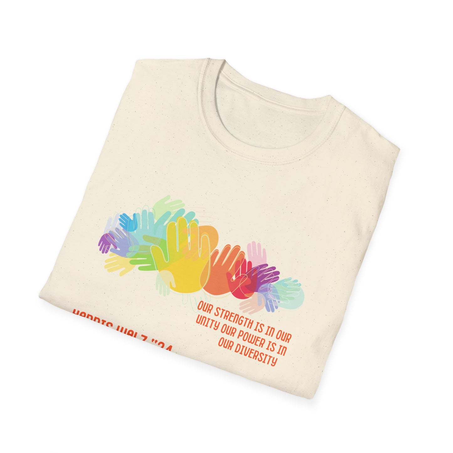 Our Strength is in our unity and Power hand prints Unisex Softstyle T-Shirt