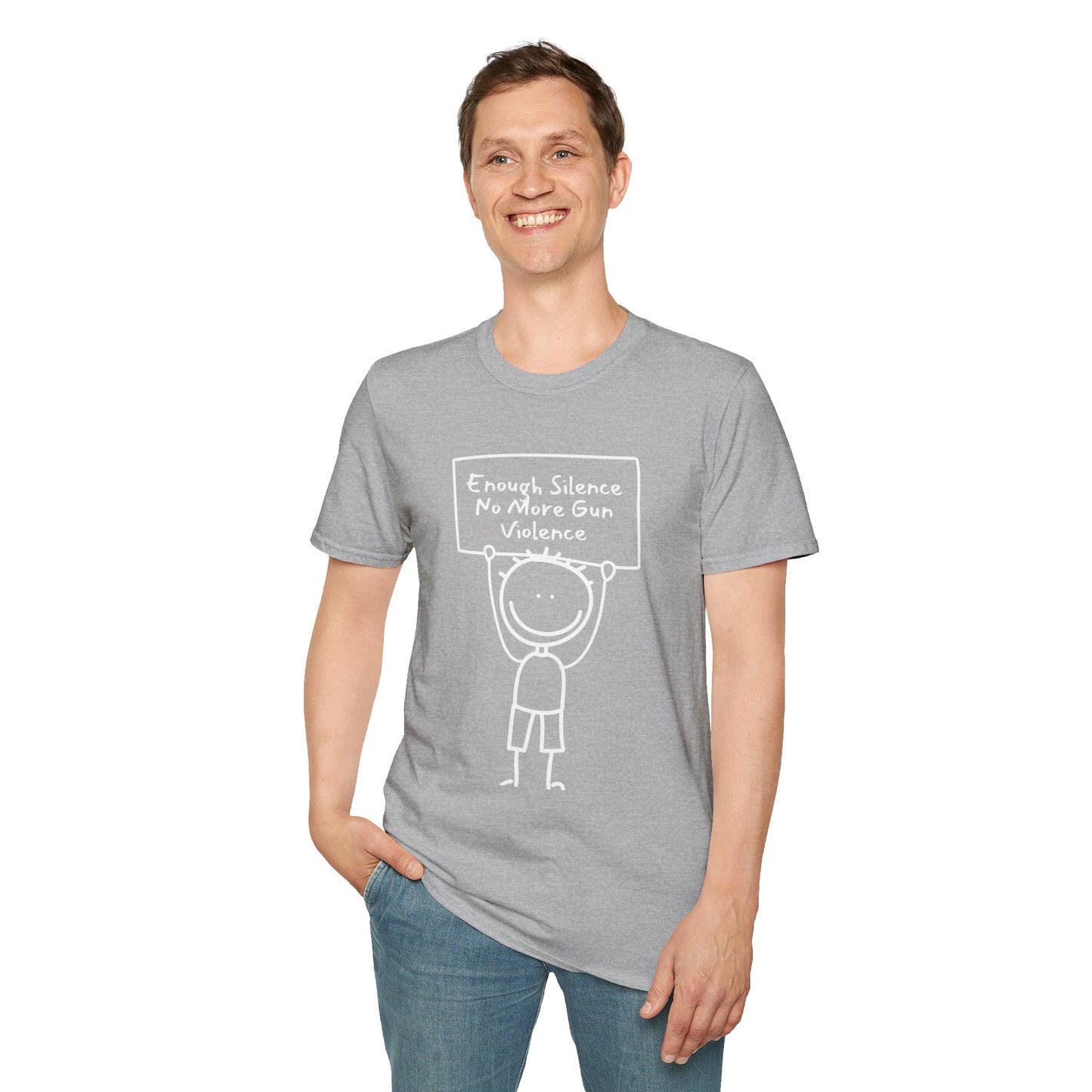 Protect Kids Not Guns Stick figure white Unisex Softstyle T-Shirt