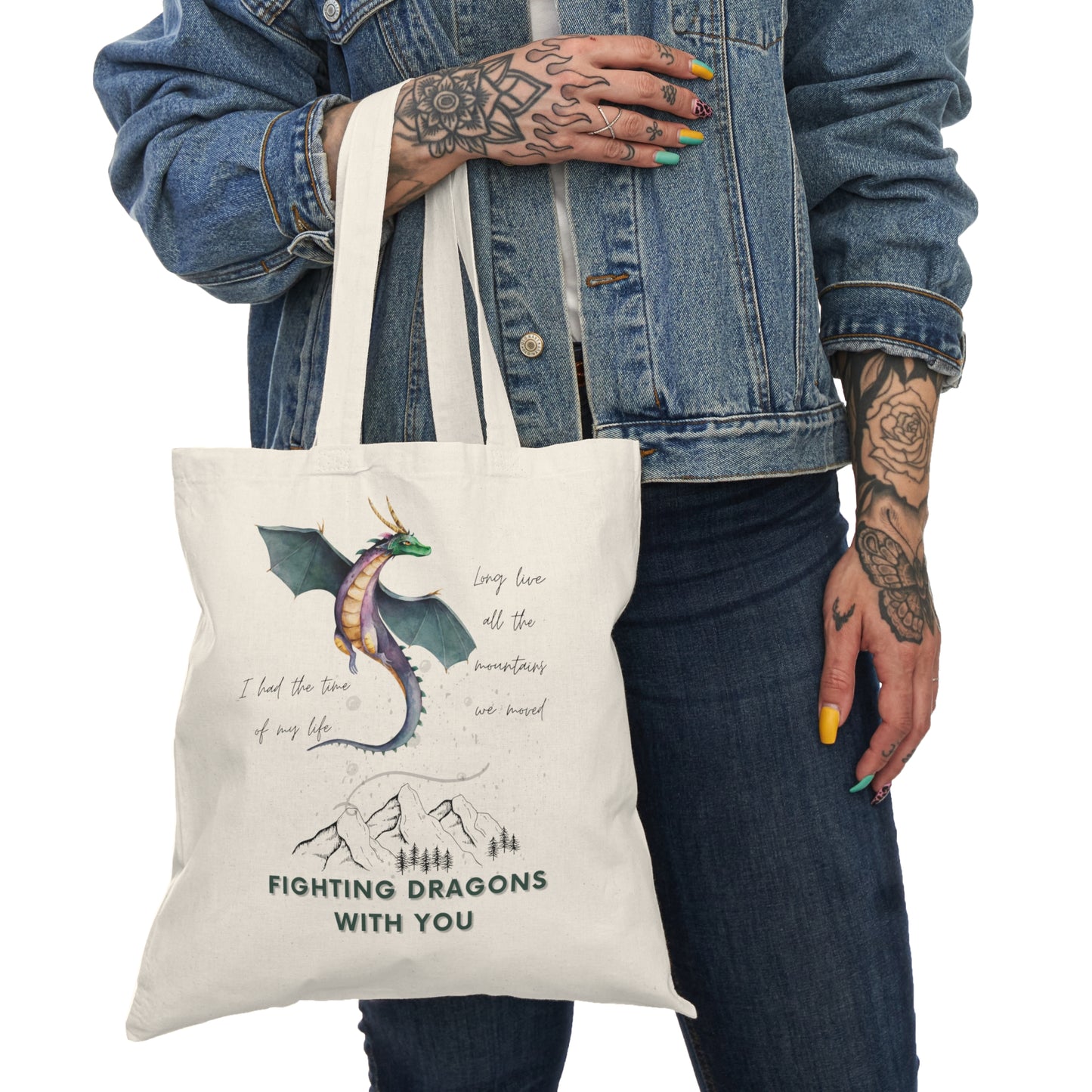 Fighting Dragons with you Natural Tote Bag