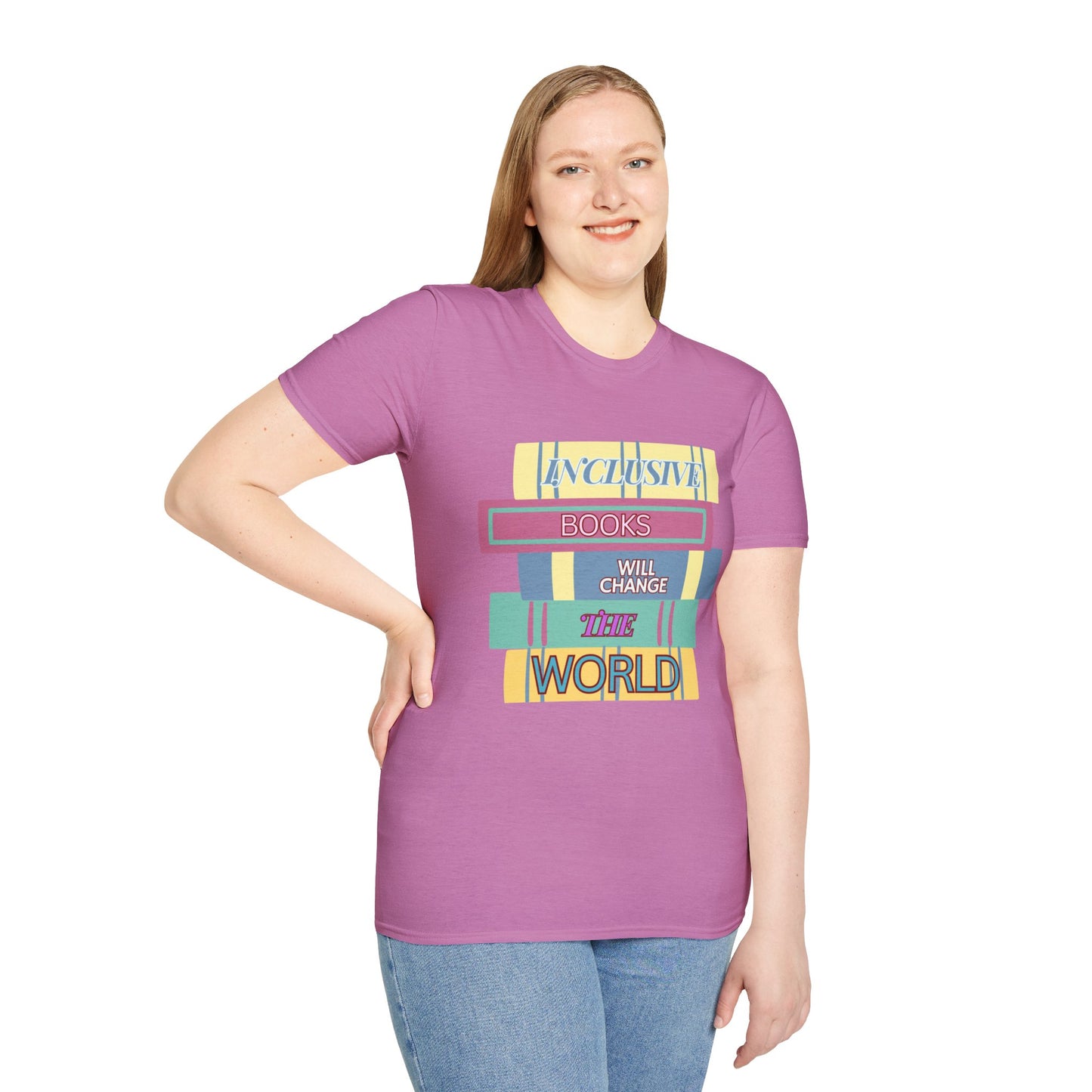 Inclusive books will change the world  Unisex Softstyle T-Shirt