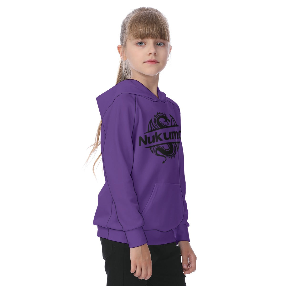 House Collection - Nukumori - Dragon - All-Over Print Kid's Raglan Pullover Hoodie