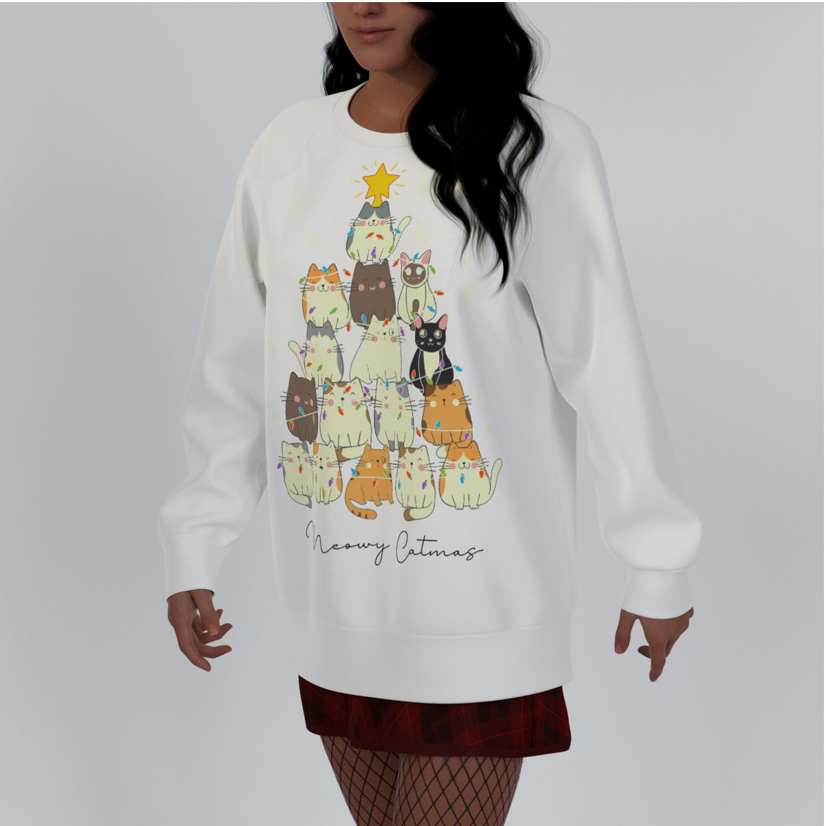 Holiday Collection  Meowy Christmas All-Over Print Uisex Raglan Sleeve Sweatshirt