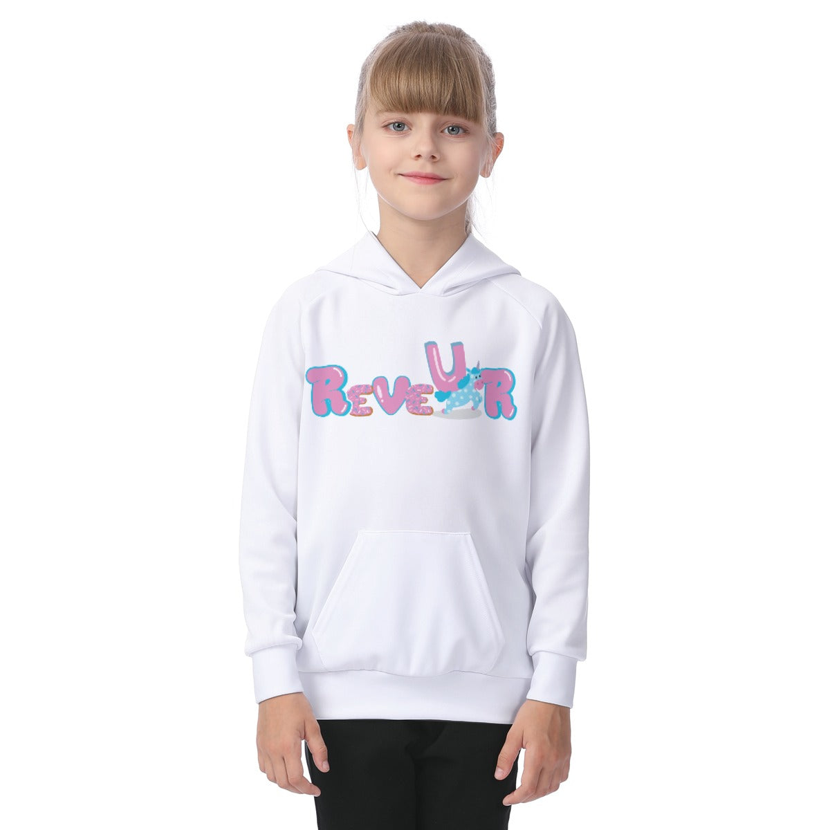 House Collection - Reveur - Candy Unicorn All-Over Print Kid's Raglan Pullover Hoodie