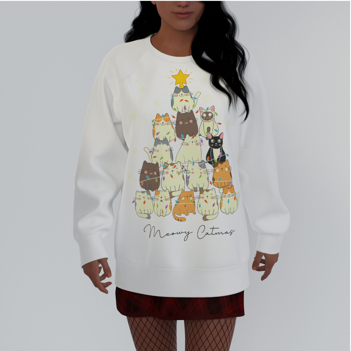 Holiday Collection  Meowy Christmas All-Over Print Uisex Raglan Sleeve Sweatshirt