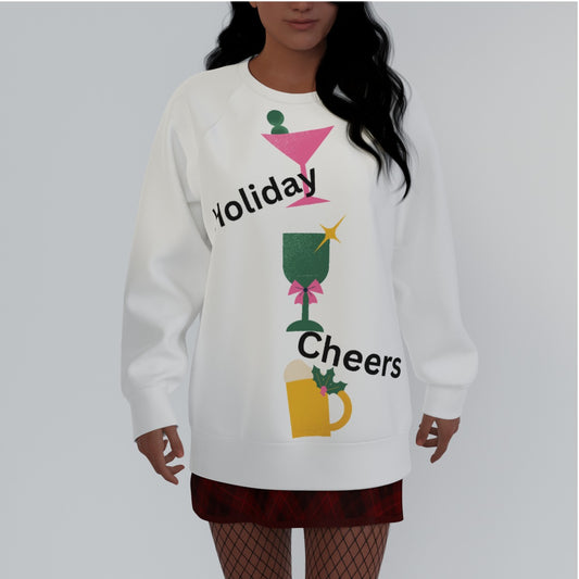 Holiday Collection Holiday Cheers All-Over Print Raglan Sleeve Sweatshirt