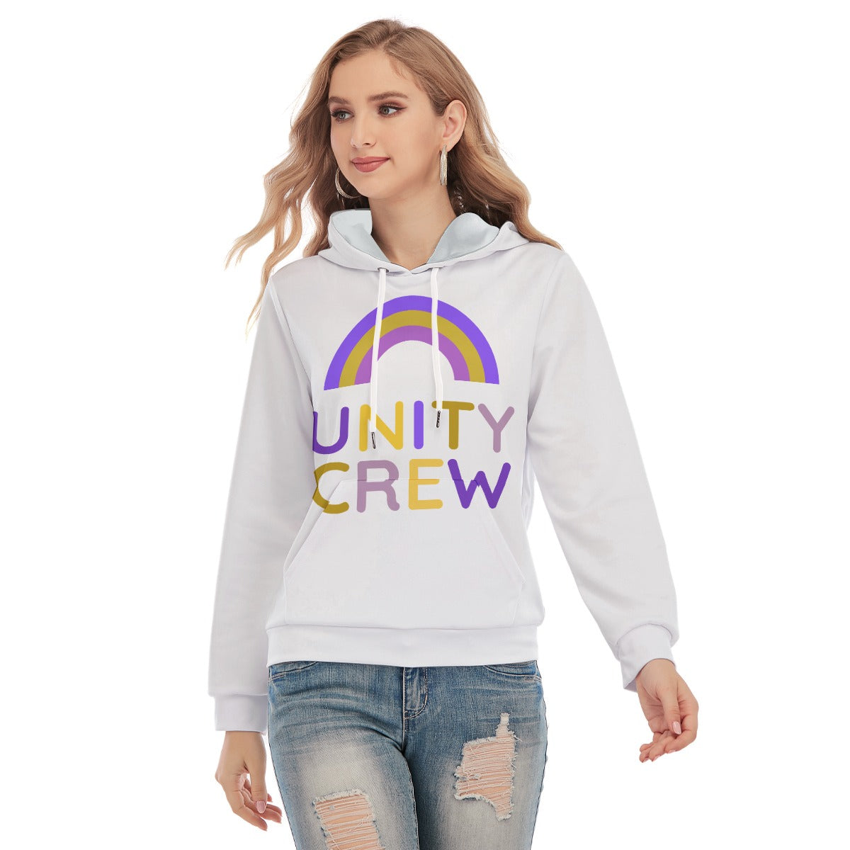 All-Over Print Women's Unity Crew Slim Pullover Hoodie