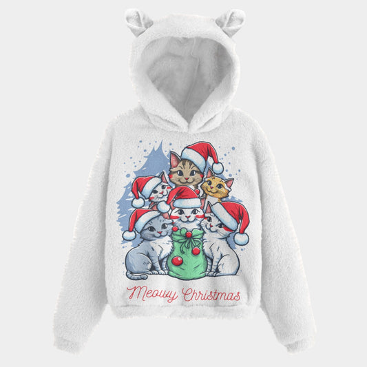 Winter Hoodie All-Over Print Kid’s Borg Fleece Sweatshirt With Ear