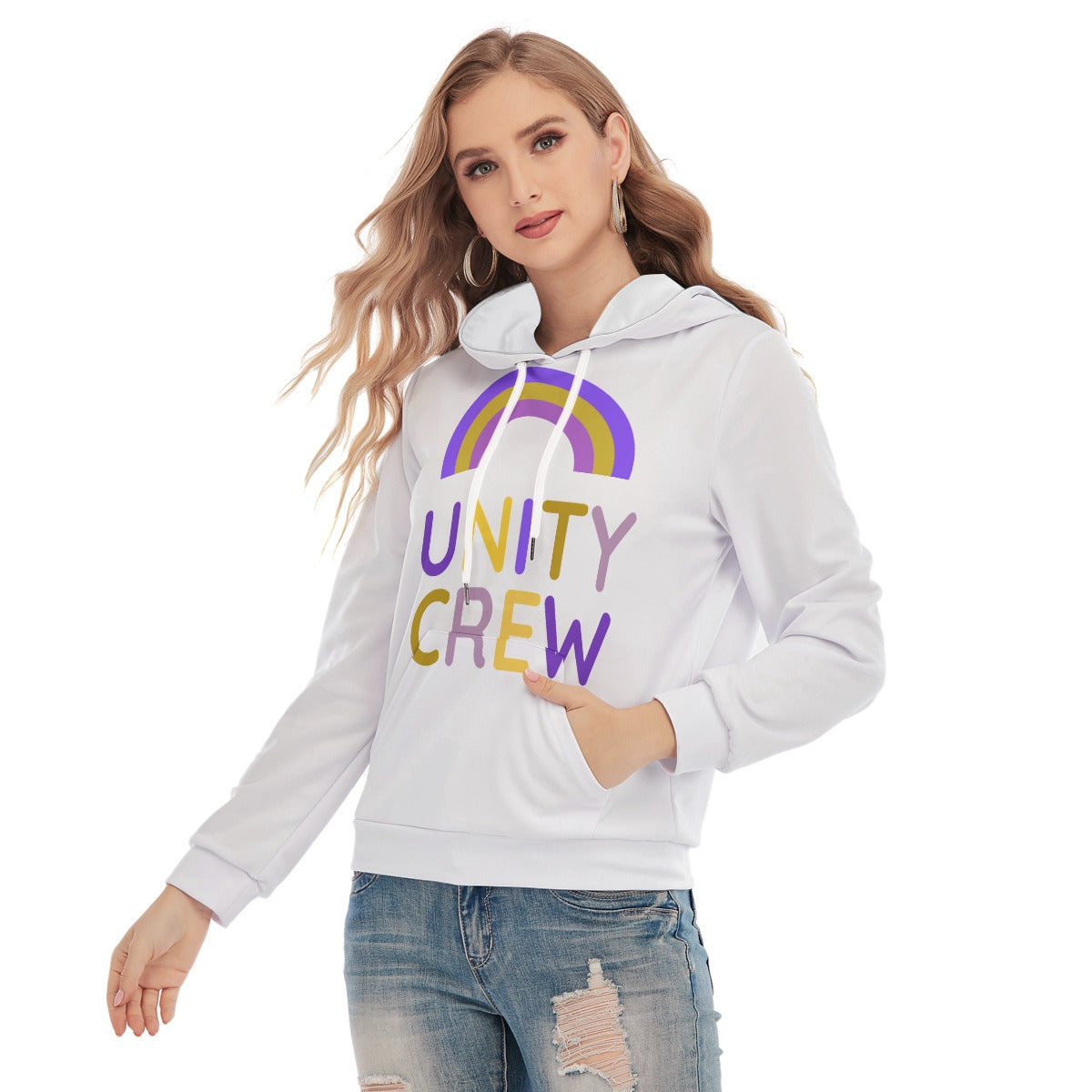 All-Over Print Women's Unity Crew Slim Pullover Hoodie