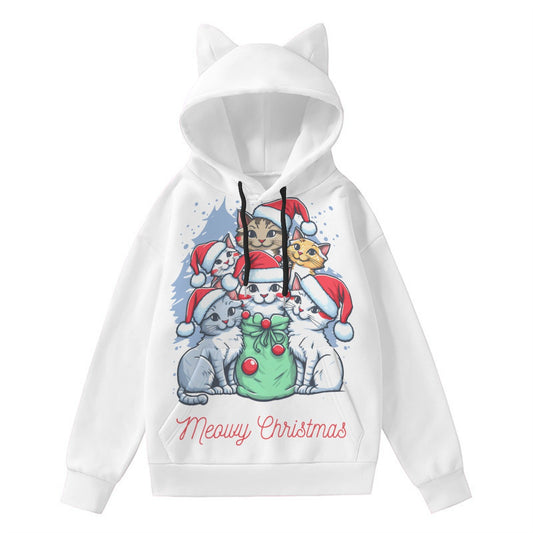 Holiday Collection All-Over Print Women’s Hoodie With Decorative Ears