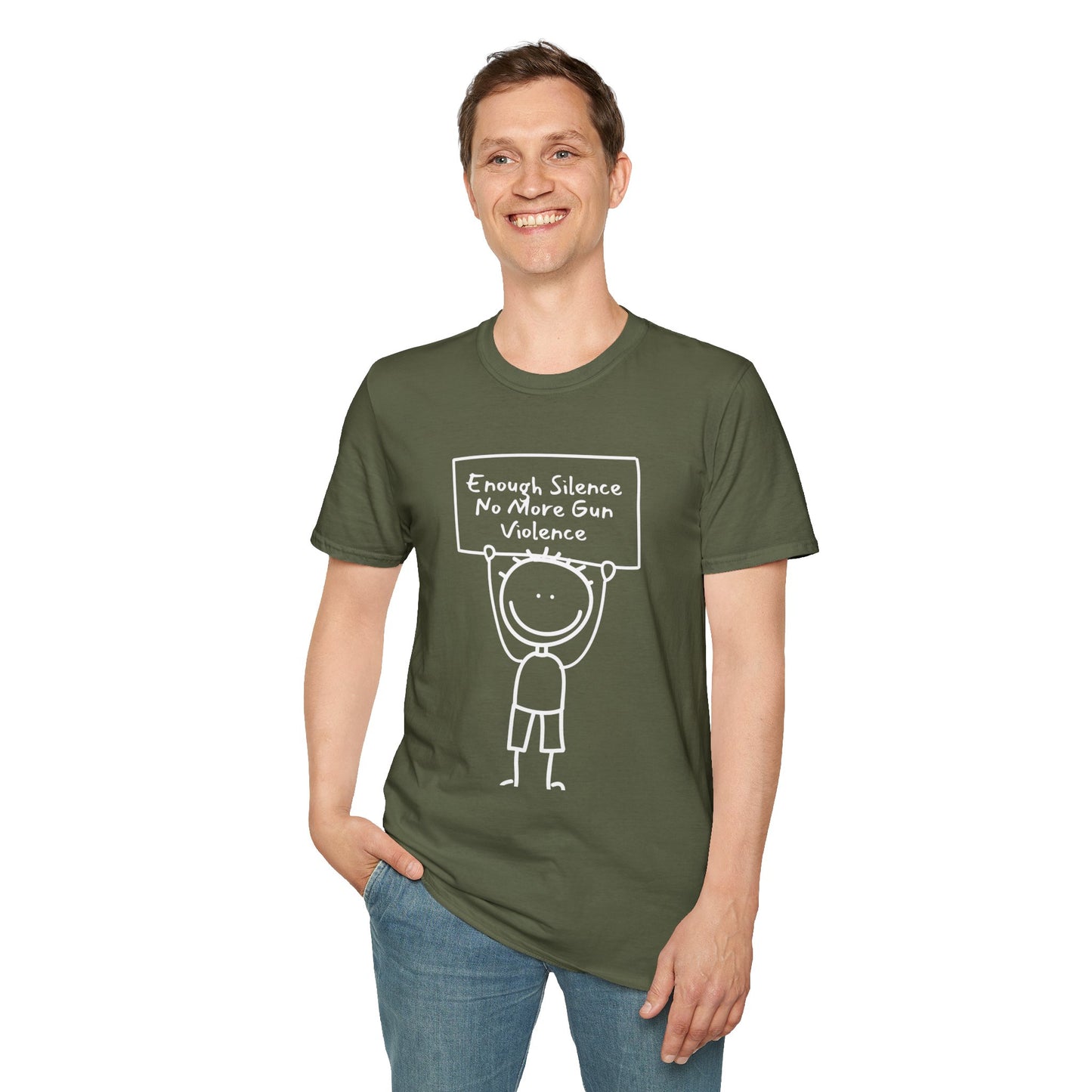 Protect Kids Not Guns Stick figure white Unisex Softstyle T-Shirt