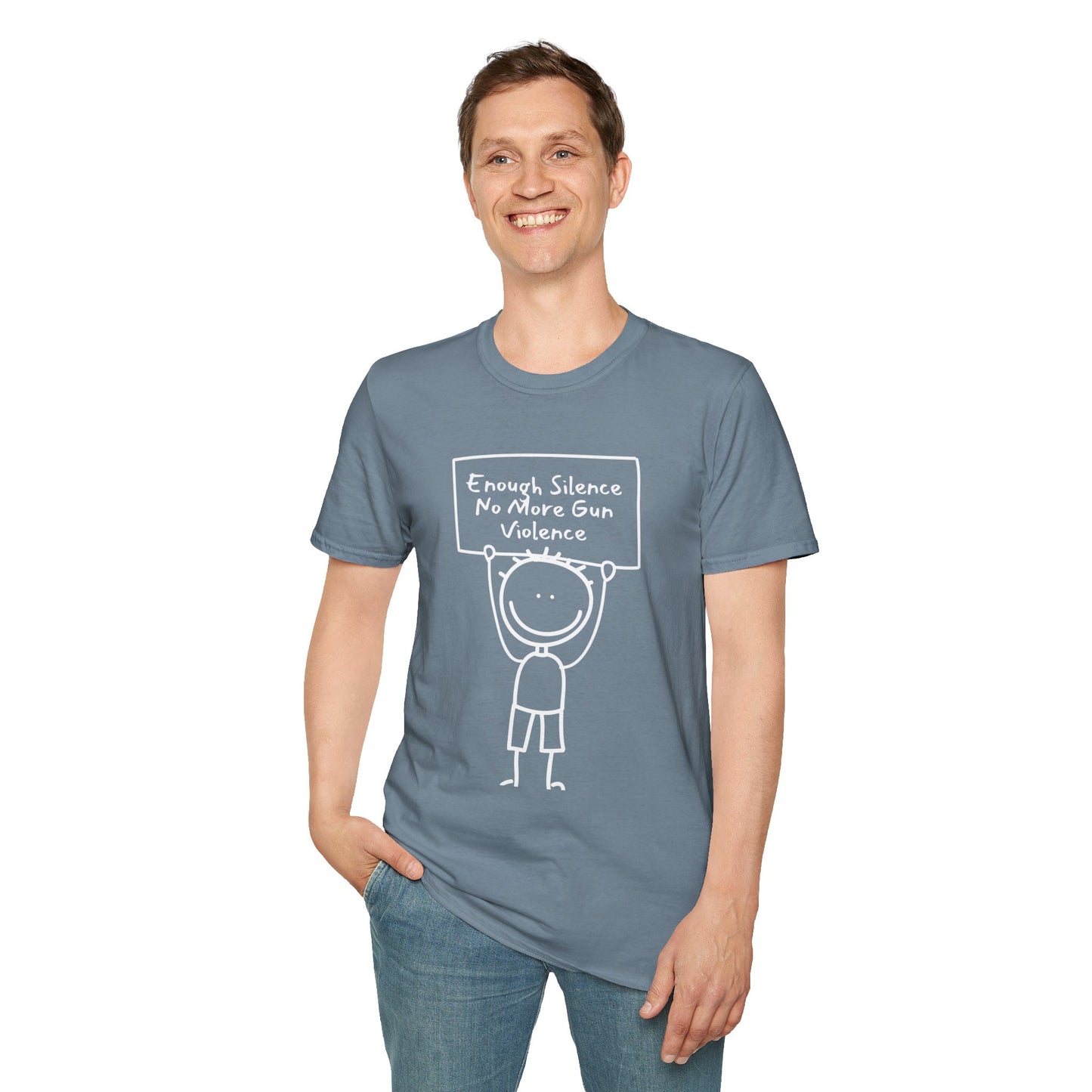 Protect Kids Not Guns Stick figure white Unisex Softstyle T-Shirt