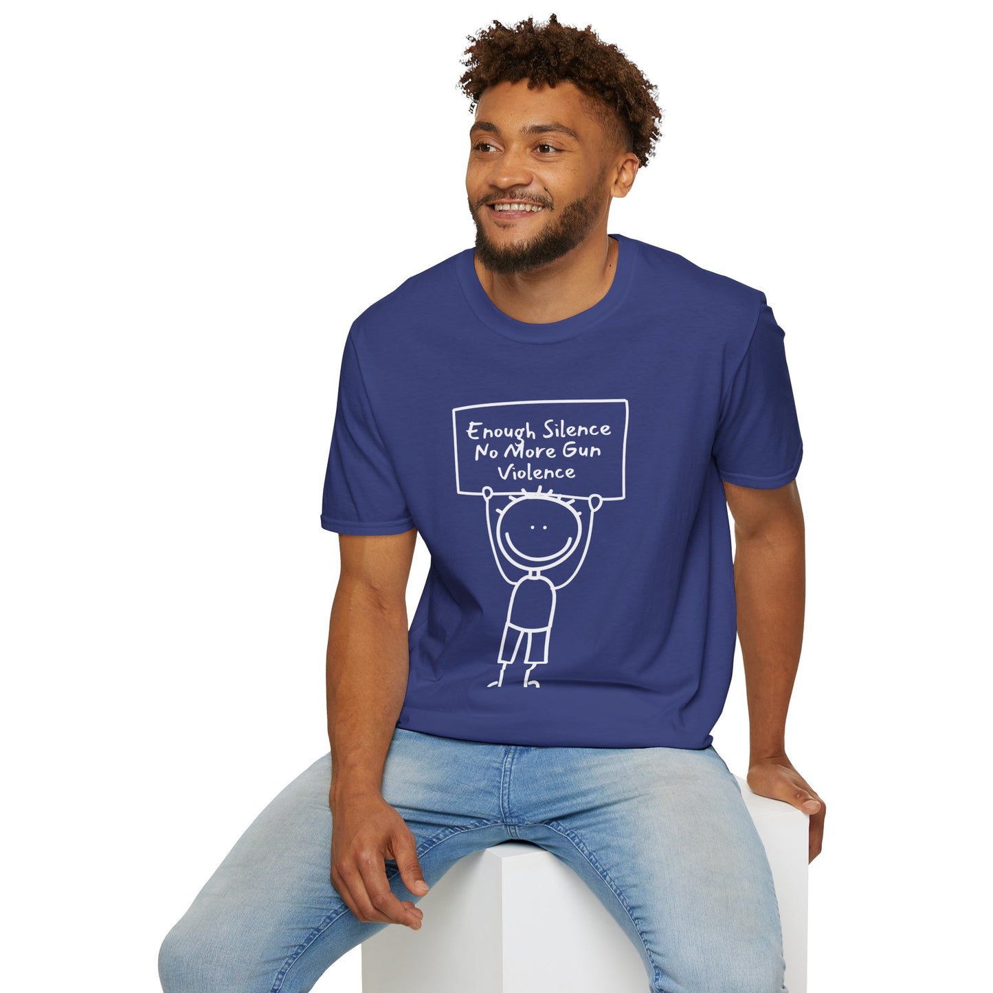 Protect Kids Not Guns Stick figure white Unisex Softstyle T-Shirt