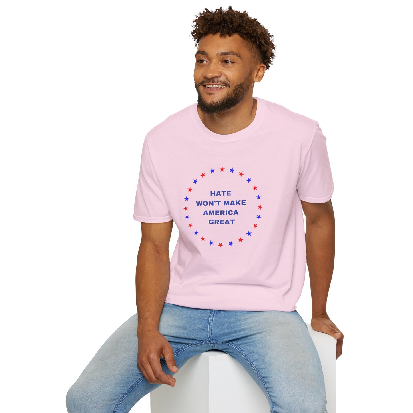 Hate won't make America Great word Unisex Softstyle T-Shirt