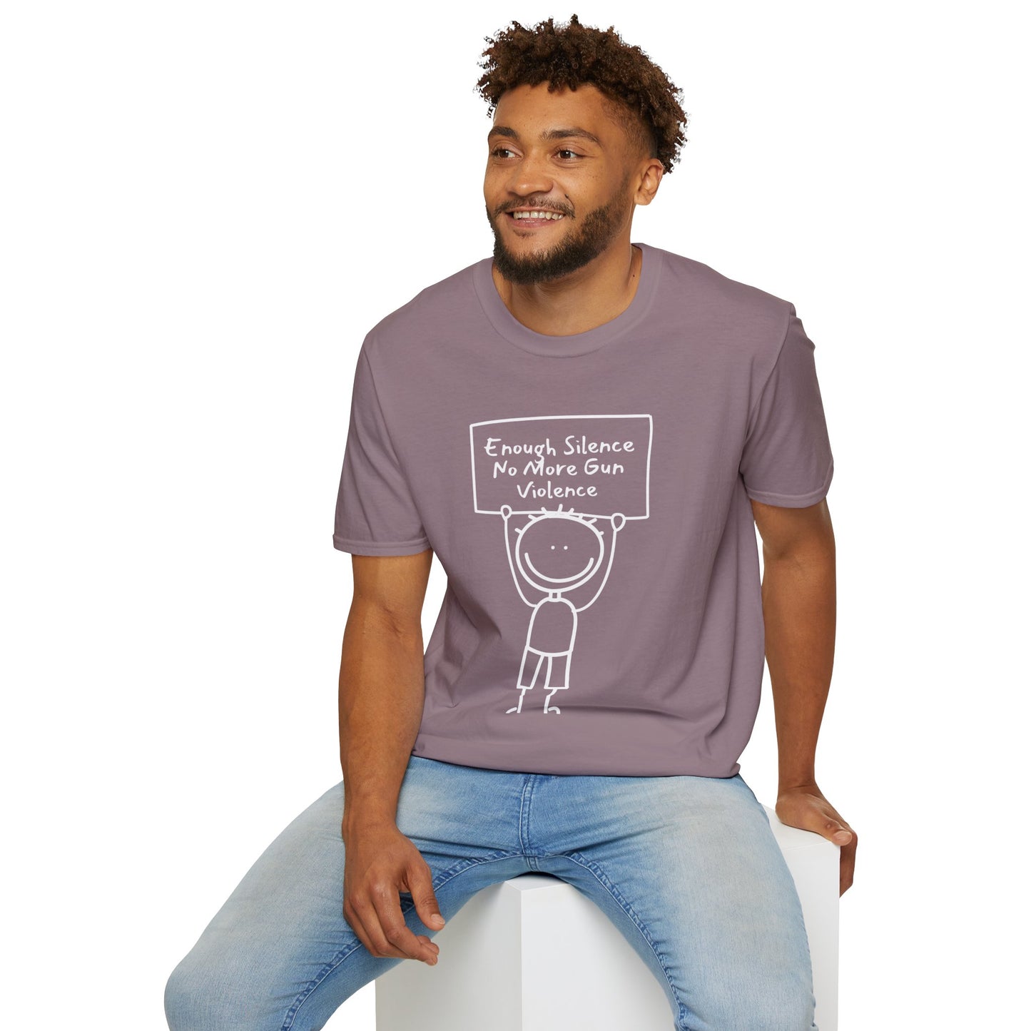 Protect Kids Not Guns Stick figure white Unisex Softstyle T-Shirt