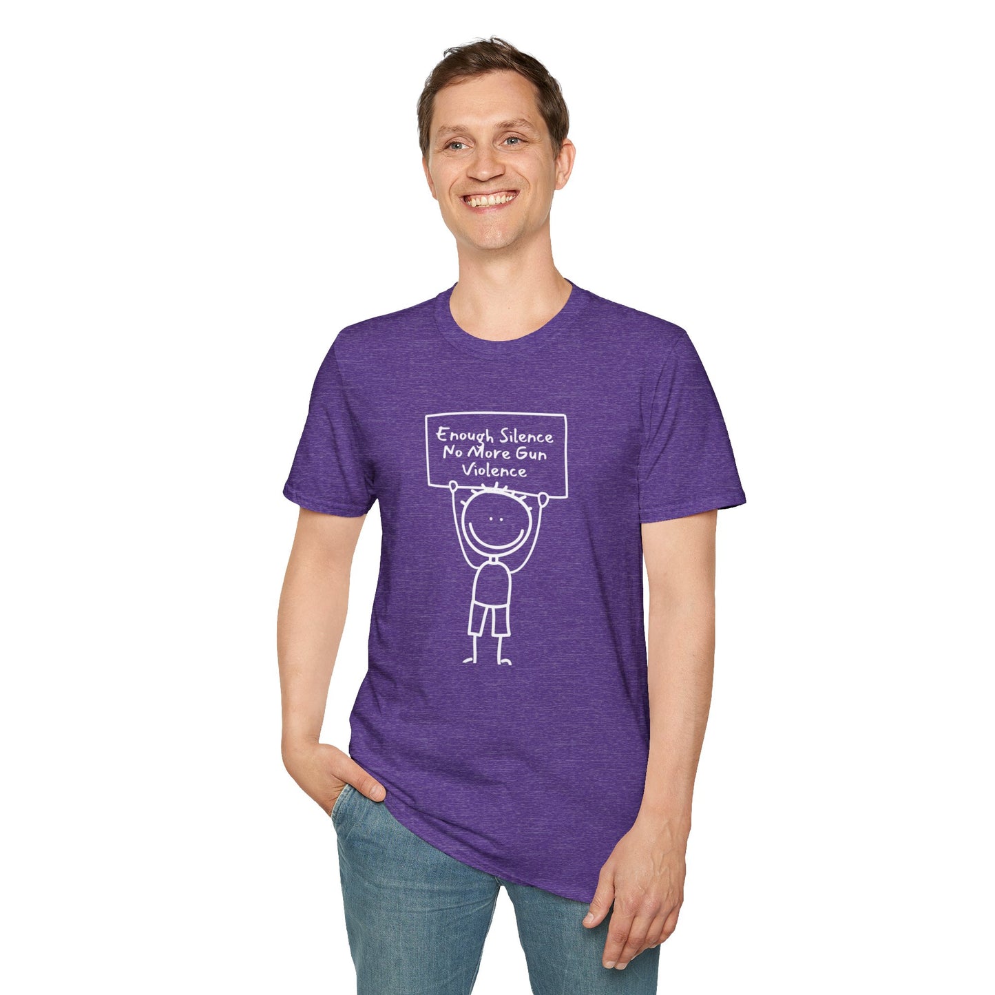 Protect Kids Not Guns Stick figure white Unisex Softstyle T-Shirt