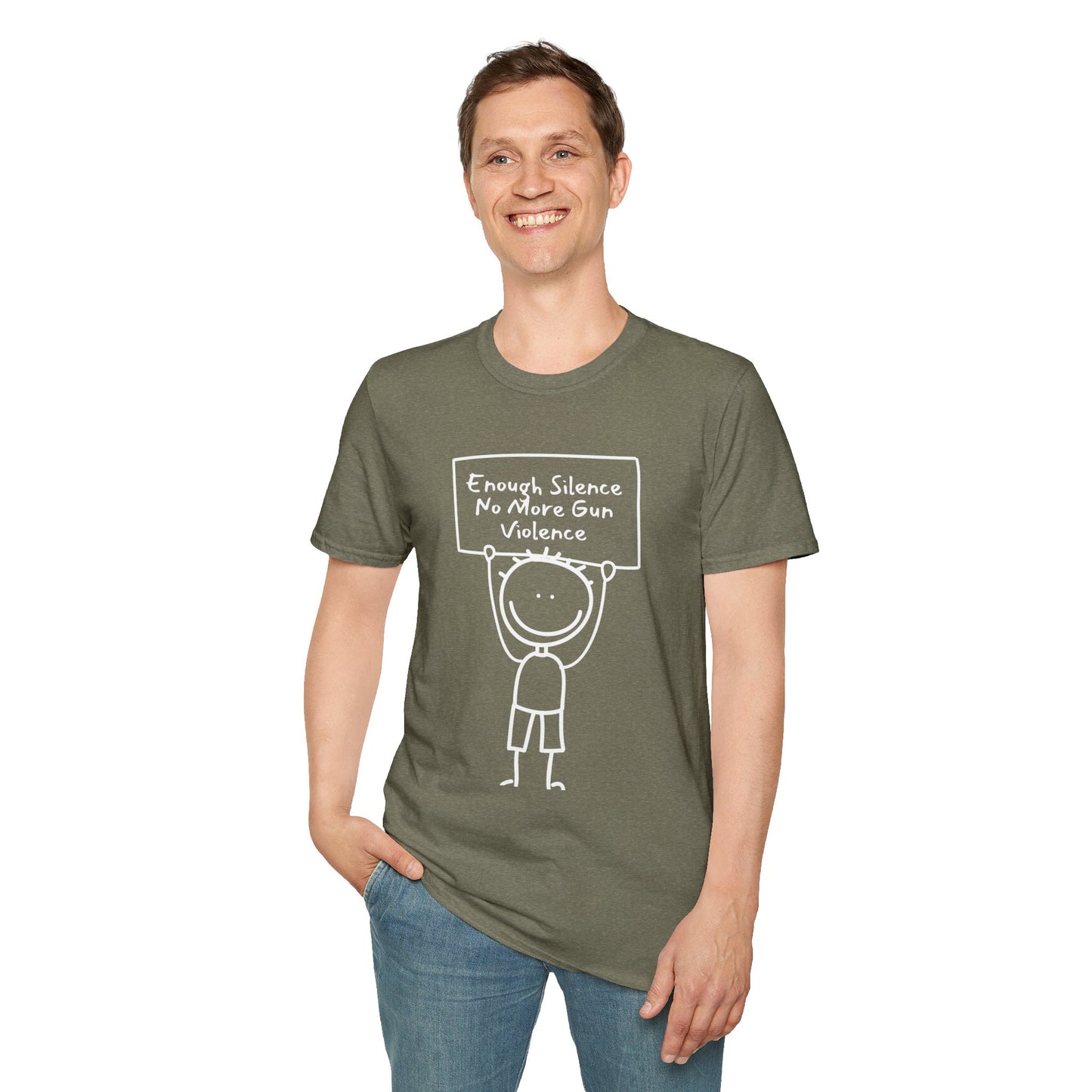 Protect Kids Not Guns Stick figure white Unisex Softstyle T-Shirt