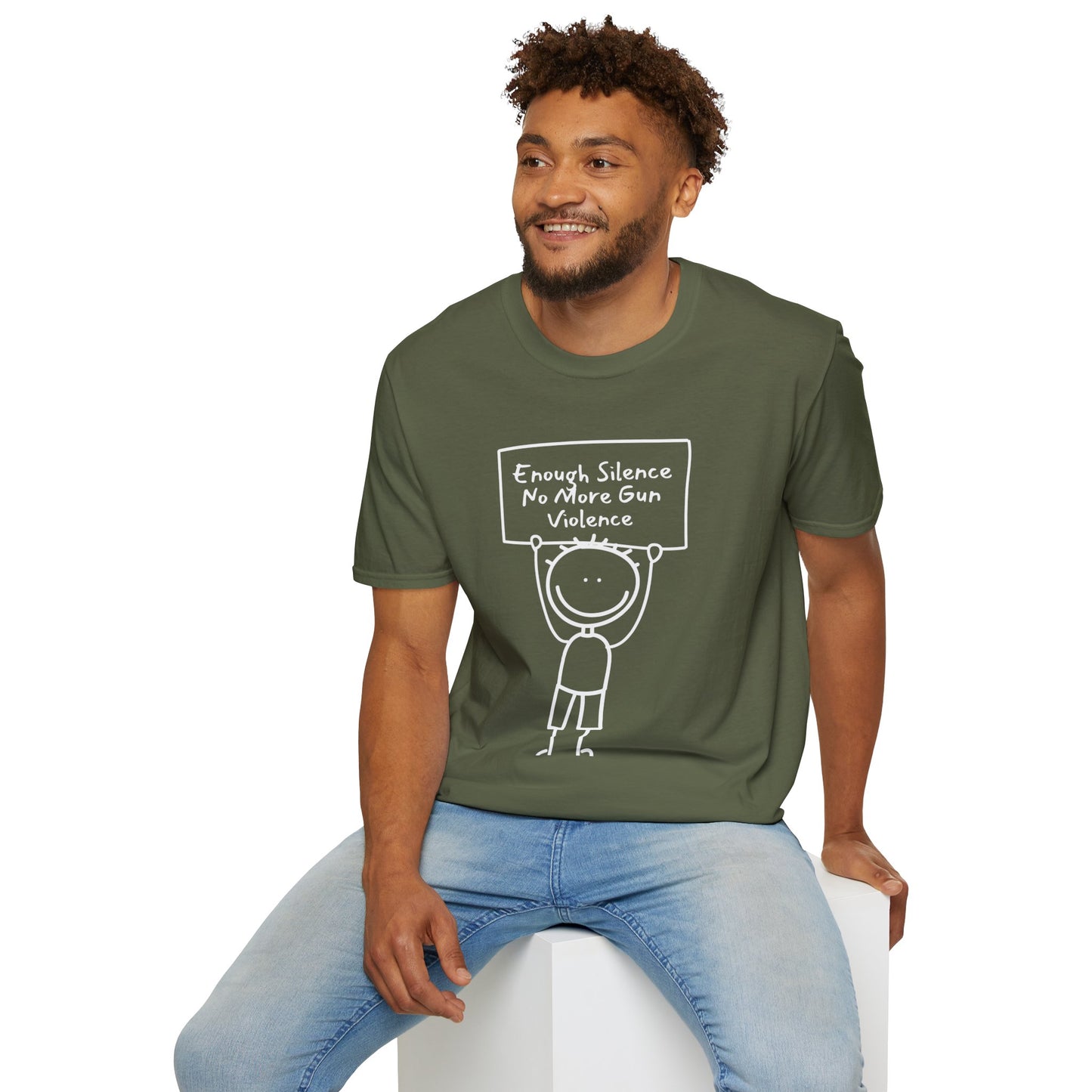 Protect Kids Not Guns Stick figure white Unisex Softstyle T-Shirt