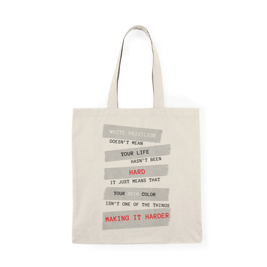 White Privledge Natural Tote Bag