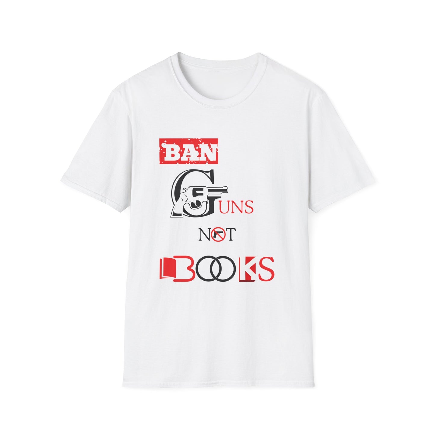 Ban Guns not Books Red Unisex Softstyle T-Shirt