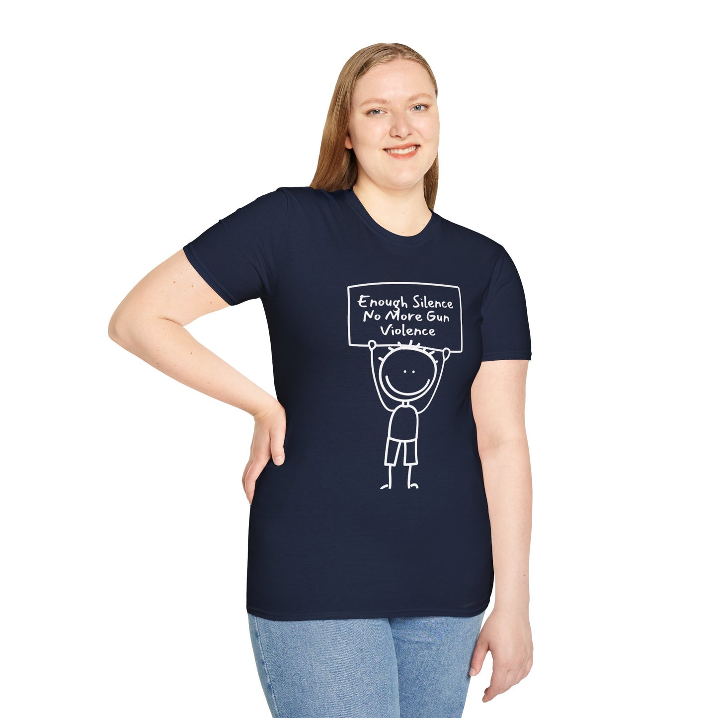 Protect Kids Not Guns Stick figure white Unisex Softstyle T-Shirt