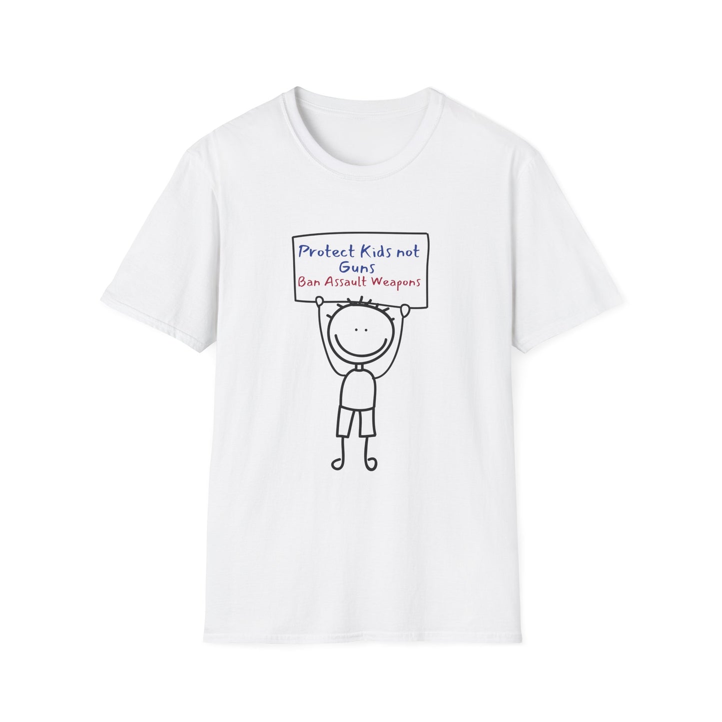 Protect Kids Not Guns Stick figure Unisex Softstyle T-Shirt