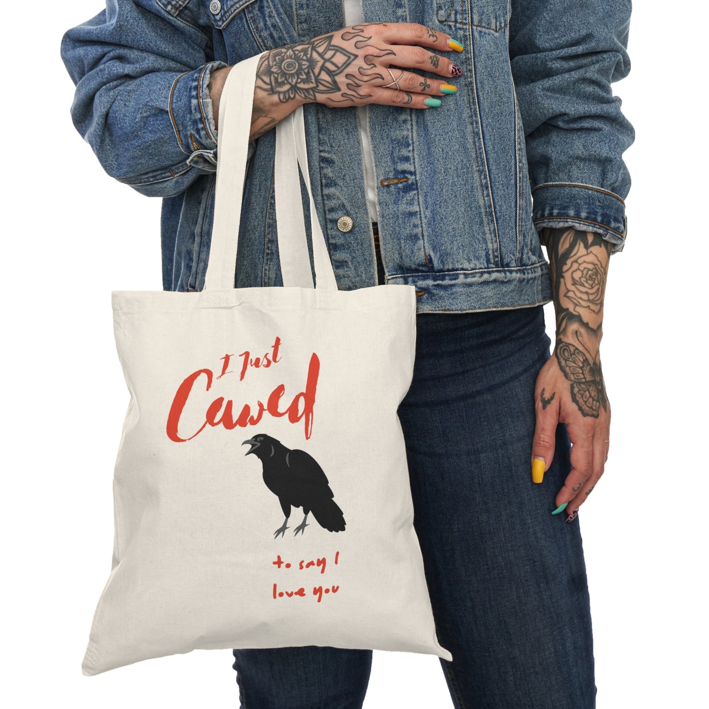 I just cawed to say i love you Natural Tote Bag