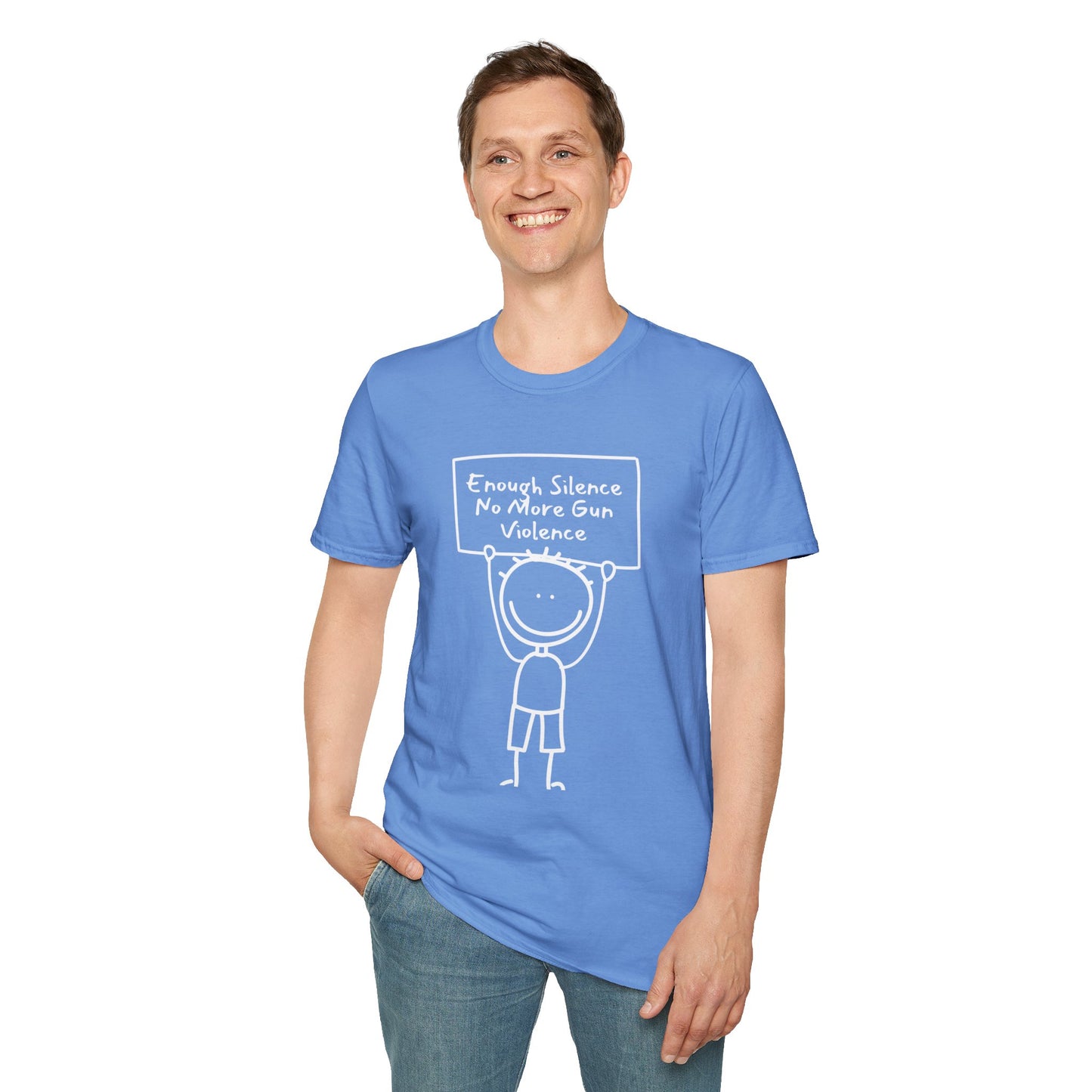 Protect Kids Not Guns Stick figure white Unisex Softstyle T-Shirt